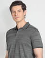Arrow Sports Ribbed Collar Horizontal Stripe Polo Shirt