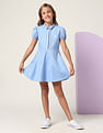 U.S. Polo Assn. Kids Girls Embroidered Fit & Flare Dress