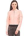 U.S. Polo Assn. Women Textured Faux Leather Cropped Jacket