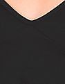 Calvin Klein Women Black V-Neck Ribbed Crop Top