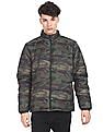 Aeropostale Men Olive High Neck Camouflage Print Puffer Jacket