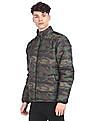 Aeropostale Men Olive High Neck Camouflage Print Puffer Jacket