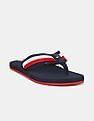 Tommy Hilfiger Men Navy Brand Striped V-Strap Flip Flops
