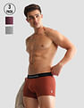 USPA Innerwear Anti Microbial Solid OET13 Trunks - Pack Of 3