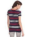 U.S. Polo Assn. Women Blue Patterned Stripe Knit Top