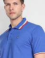 Arrow Sports Striped Collar Pique Polo Shirt