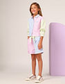 U.S. Polo Assn. Kids Girls Vertcial Striped Colorblocked Top