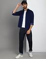 Calvin Klein Men Navy Logo Badge Corduroy Casual Shirt
