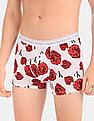 Calvin Klein Underwear Men White And Red CK One Allover Rose Print Cotton Stretch Trunks