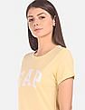GAP Women Light Yellow Logo Front Cotton T-Shirt