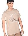 Calvin Klein Men Light Brown Degrade Monogram Logo Chest T-Shirt