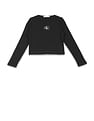 Calvin Klein Jeans Girls Black Crew Neck Logo T-Shirt