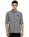 Calvin Klein Men White And Black Shrunken Badge Gingham Check Casual Shirt