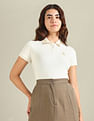 U.S. Polo Assn. Women Geometric Detail Pique Polo Shirt