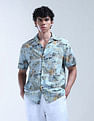 Flying Machine Tropical Printed Pure Cotton Cuban Shirt