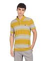 AD by Arvind Cotton Horizontal Striped Polo Shirt