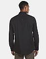 Calvin Klein Men Black Slim Fit Logo Print Casual Shirt