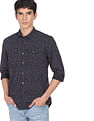 Flying Machine Spread Collar Abstract Print Shirt