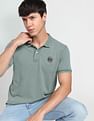 Flying Machine Ribbed Collar Solid Polo Shirt