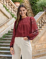 U.S. Polo Assn. Women Boho Printed Crinkled Chiffon Top