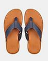 Arrow Men Navy And Brown V-Strap Textured Malcolm Leather Sandals