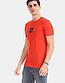 Calvin Klein Men Red Slim Fit Centre Monogram Box Print T-Shirt