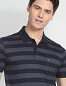 Arrow Sports Ribbed Collar Horizontal Stripe Polo Shirt
