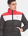 Calvin Klein Men Black And Red Colour Block Down Puffer Jacket