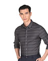 Calvin Klein Jeans Men Black Festive Striped Slim Fit Formal Shirt