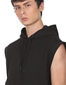 Calvin Klein Jeans Men Black Monogram Badge Sleeveless Hooded Sweatshirt