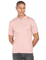 Flying Machine Mock Neck Solid T-Shirt