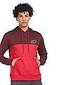 Aeropostale Men Red Long Sleeve Colour Block Hood Sweatshirt