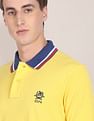 U.S. Polo Assn. Men Yellow Ribbed Collar Brand Logo Polo Shirt