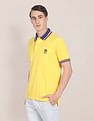 U.S. Polo Assn. Men Yellow Ribbed Collar Brand Logo Polo Shirt