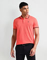 Arrow Sport Striped Collar Solid Polo Shirt