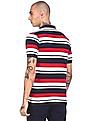 U.S. Polo Assn. Men Red and White Short Sleeve Striped Polo Shirt
