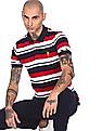 U.S. Polo Assn. Men Red and White Short Sleeve Striped Polo Shirt