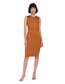Calvin Klein Women Light Brown Solid Panelled Bodycon Dress