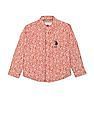 U.S. Polo Assn. Kids Boys Mandarin Collar Floral Print Cotton Shirt