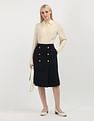 Tommy Hilfiger Gold Button Twill Midi Skirt