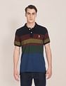 U.S. Polo Assn. Men Multi Colour Horizontal Stripe Pure Cotton Polo Shirt