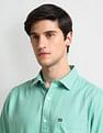 Arrow Sports Spread Collar Solid Twill Shirt