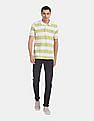 U.S. Polo Assn. Green And Off-White Stripe Pique Polo Shirt