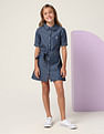 U.S. Polo Assn. Kids Girls Solid Denim Shirt Dress