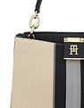 Tommy Hilfiger Striped Black PU Hand Bag