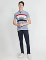 Arrow Sports Horizontal Striped Cotton Polo Shirt