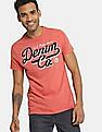 U.S. Polo Assn. Men Light Red Brand Print Speckled Knit T-Shirt