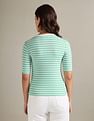 U.S. Polo Assn. Women Horizontal Stripe Ribbed T-Shirt