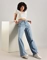 Calvin Klein Light-Wash Wide Leg-Fit High Rise Jeans