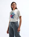 U.S. Polo Assn. Women Boxy Fit Typographic Print T-Shirt